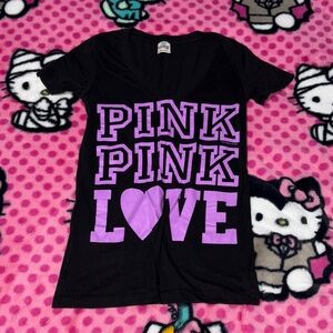 PINK Victoria's Secret Black and Purple Tee